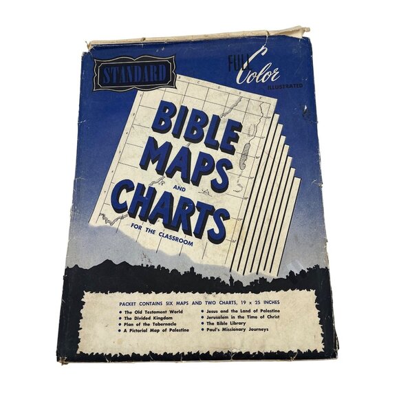 1951 Standard Bible Maps And Charts 8 Poster Set 19x25 Sunday School Vintage Lot - Picture 2 of 11